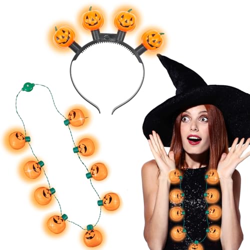 Hifot 2 Stück Halloween Accessoires Led Kürbis Haarreif Light Up Kürbis Led Halskette mit 6 Verschiedenen Blinkenden Licht-Modi Kürbis KostüM Kinder Damen Halloween-Zubehör Liefert Hifot 2 Stück Halloween Accessoires Led Kürbis Haarreif Light Up Kürbis Led Halskette mit 6 Verschiedenen Blinkenden Licht-Modi Kürbis KostüM Kinder Damen Halloween-Zubehör Liefert von Hifot