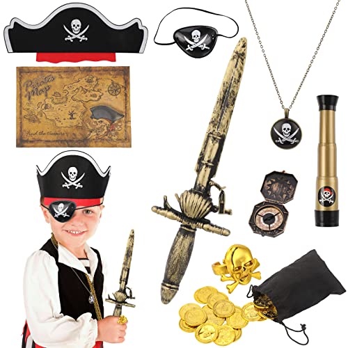Hifot 29 Stück Piraten Kapitän Kostüm Accessoires Set Piraten Hut Kompass Geldbeutel Augenklappe Piraten Kappe Zubehör Kinder Erwachsene für Halloween Party Rollenspiel Hifot 29 Stück Piraten Kapitän Kostüm Accessoires Set Piraten Hut Kompass Geldbeutel Augenklappe Piraten Kappe Zubehör Kinder Erwachsene für Halloween Party Rollenspiel von Hifot