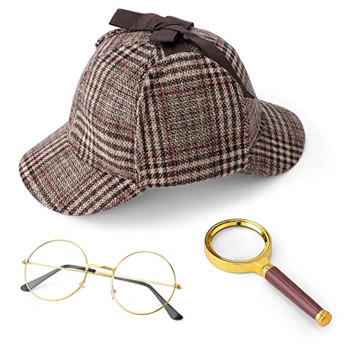 Hifot 3 STK Detektiv Kostüm Zubehör Set Sherlock Holmes Kostüm 20er Jahre Detektiv Kostüm Kinder Jungen Detektiv Kostüm Damen Detektiv Kostüm Herren Detektiv Rollenspiel Kostümzubehör Einheitsgröße von Hifot