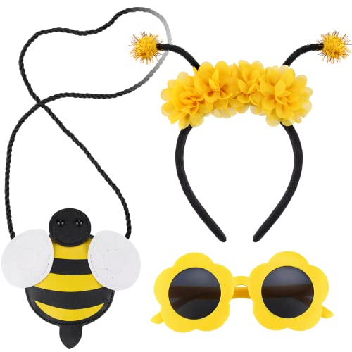 Hifot 3 Stk Bienen Kostüm Kinder Zubehörset Biene Tasche Stirnband Party Sonnenbrille Kinder Sonnenbrille Mädchen Biene Kostüm Accessoires Set Fakebrillen Mädchen Bienen Faschingskostüme Kinder 4-8 von Hifot