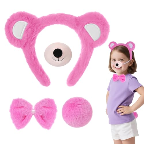 Hifot 4 Stück Bären Kostüm Zubehör Kinder Erwachsene, Bären Ohren Haarreif Schwanz Nase Fliege, Bärenkostüm Kinder Damen, Bär Tierkostüm Zubehör für Karneval Halloween Cosplay Geburtstag Mottoparty Hifot 4 Stück Bären Kostüm Zubehör Kinder Erwachsene, Bären Ohren Haarreif Schwanz Nase Fliege, Bärenkostüm Kinder Damen, Bär Tierkostüm Zubehör für Karneval Halloween Cosplay Geburtstag Mottoparty von Hifot