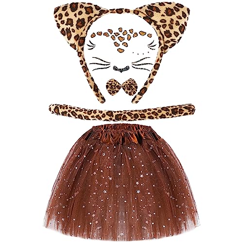 Hifot 5 Piezas Kostüm Katze Kinder,Leoparden Katzenohren Haarreif Tutu Rock Leopard Gesichts Kunst Aufkleber mit Schwanz Fliege Halloween Tierkostüm Kostum für Mädchen Hifot 5 Piezas Kostüm Katze Kinder,Leoparden Katzenohren Haarreif Tutu Rock Leopard Gesichts Kunst Aufkleber mit Schwanz Fliege Halloween Tierkostüm Kostum für Mädchen von Hifot