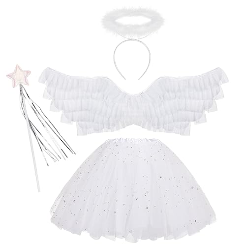 Hifot Engels flügel Kostüm Tüllrock Federflügel Engelsflügel mit Heiligenschein und Zauberstab für Halloween Karneval Haarband und Zauberstab perfekt für Fasching Karneval Party Cosplay Hifot Engels flügel Kostüm Tüllrock Federflügel Engelsflügel mit Heiligenschein und Zauberstab für Halloween Karneval Haarband und Zauberstab perfekt für Fasching Karneval Party Cosplay von Hifot