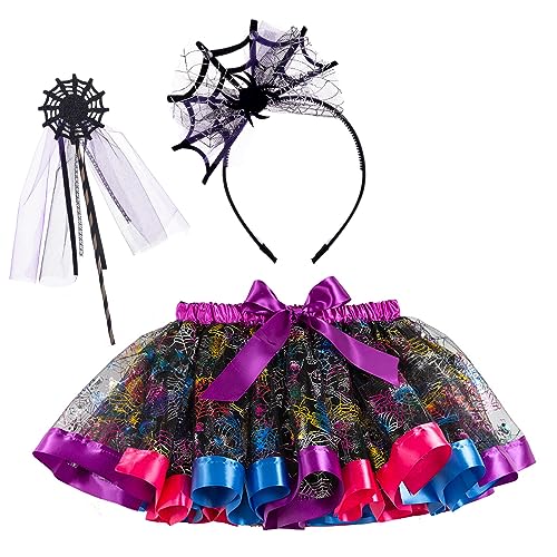 Hifot Fledermaus Kostüm Mädchen - Tüllrock, Zauberstab, Haarreif - Halloween Kinder Spinne Karneval Fasching Cosplay Party von Hifot