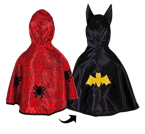 Hifot Spinne Fledermaus Umhang Kinder,Wendeumhang Schwarzer Umhang mit Kapuze, Halloween Kostüm Kinder Spinne mit Fledermaus Umhang Kinder Hifot Spinne Fledermaus Umhang Kinder,Wendeumhang Schwarzer Umhang mit Kapuze, Halloween Kostüm Kinder Spinne mit Fledermaus Umhang Kinder von Hifot