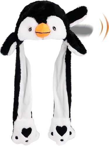Hifot Tier Mütze mit Beweglichen Ohren, Plüsch Mütze mit Wackelohren, Lustige Hüte Tier Hut mit Ohren Bewegung für Kinder und Erwachsene für Winter Halloween Weihnachten Karneval Geburtstag Geschenk von Hifot