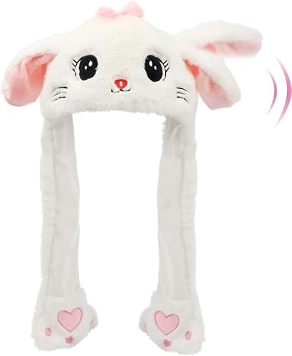 Hifot Tier Mütze mit Beweglichen Ohren, Plüsch Mütze mit Wackelohren, Lustige Hüte Tier Hut mit Ohren Bewegung für Kinder und Erwachsene für Winter Halloween Weihnachten Karneval Geburtstag Geschenk von Hifot