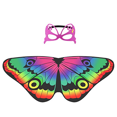 Hifot Traumhafter Tanz-Schal, Prinzessinnen-Feenflügel, Schmetterlingsflügel, Verkleidungskostüm mit Filzmaske von Hifot