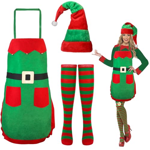 Hifot Weihnachtself Kostüm Damen,Elfen Kostüm Wichtelmütze Schürze Weihnachten Strümpfe Weihnachten Kostüm Erwachsene Cosplay Fasching Kostümparty Hifot Weihnachtself Kostüm Damen,Elfen Kostüm Wichtelmütze Schürze Weihnachten Strümpfe Weihnachten Kostüm Erwachsene Cosplay Fasching Kostümparty von Hifot
