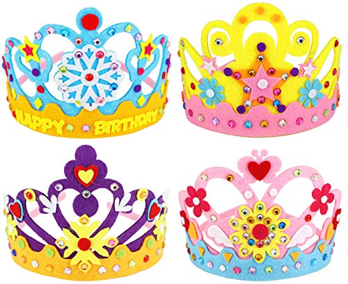 Hifot bastelset Kinder DIY Krone 4 Stück, Kreativ Prinzessin Tiara DIY, Geburtstags Partyzubehör Dekoration Gastgeschenke von Hifot