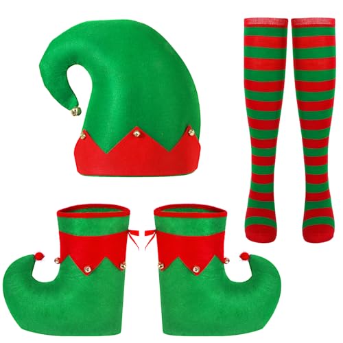 Weihnachtself Kostüm Herren Damen,Elfen Kostüm Wichtelmütze Elfenschuhe Strümpfe Weihnachten Kostüm Erwachsene Cosplay Fasching Party Verkleidung Weihnachtself Kostüm Herren Damen,Elfen Kostüm Wichtelmütze Elfenschuhe Strümpfe Weihnachten Kostüm Erwachsene Cosplay Fasching Party Verkleidung von Hifot