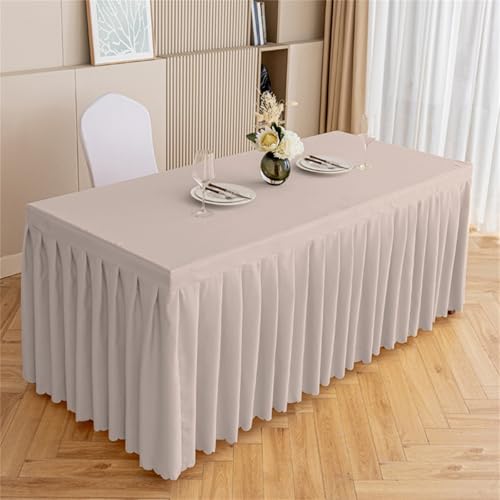 Highdi Tischrock aus Polyester, Volltonfarbe Tischrock für Rechteck Tische Waschbare für Hotel Bankett, Party, Hochzeit, Geburtstag Tischdekoration (Beigebraun,120 * 40 * 75cm) von Highdi