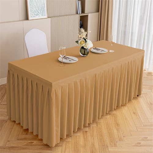 Highdi Tischrock aus Polyester, Volltonfarbe Tischrock für Rechteck Tische Waschbare für Hotel Bankett, Party, Hochzeit, Geburtstag Tischdekoration (Braun,160 * 40 * 75cm) von Highdi