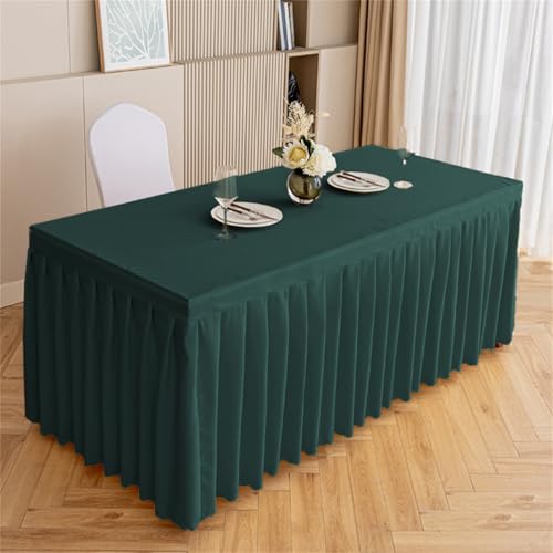 Highdi Tischrock aus Polyester, Volltonfarbe Tischrock für Rechteck Tische Waschbare für Hotel Bankett, Party, Hochzeit, Geburtstag Tischdekoration (Dunkelgrün,140 * 60 * 75cm) von Highdi
