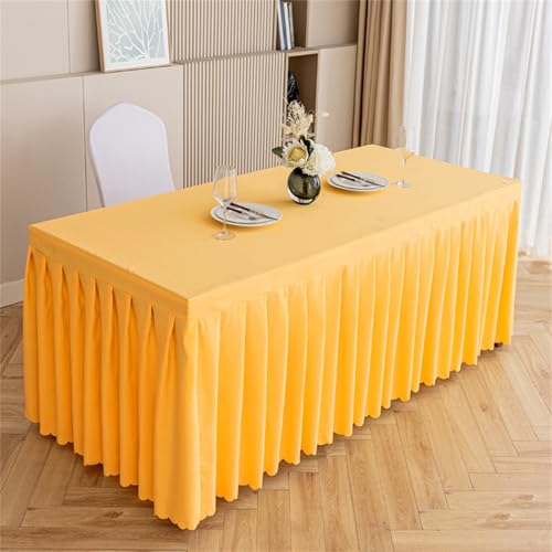 Highdi Tischrock aus Polyester, Volltonfarbe Tischrock für Rechteck Tische Waschbare für Hotel Bankett, Party, Hochzeit, Geburtstag Tischdekoration (Gold,140 * 40 * 75cm) von Highdi