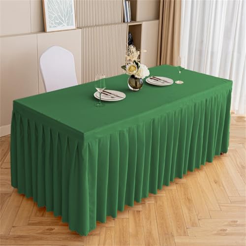 Highdi Tischrock aus Polyester, Volltonfarbe Tischrock für Rechteck Tische Waschbare für Hotel Bankett, Party, Hochzeit, Geburtstag Tischdekoration (Grün,120 * 40 * 75cm) von Highdi