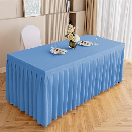 Highdi Tischrock aus Polyester, Volltonfarbe Tischrock für Rechteck Tische Waschbare für Hotel Bankett, Party, Hochzeit, Geburtstag Tischdekoration (Hellblau,160 * 40 * 75cm) von Highdi