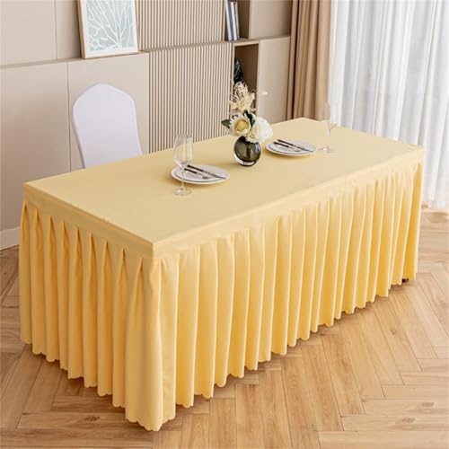 Highdi Tischrock aus Polyester, Volltonfarbe Tischrock für Rechteck Tische Waschbare für Hotel Bankett, Party, Hochzeit, Geburtstag Tischdekoration (Hellgold,180 * 45 * 75cm) von Highdi
