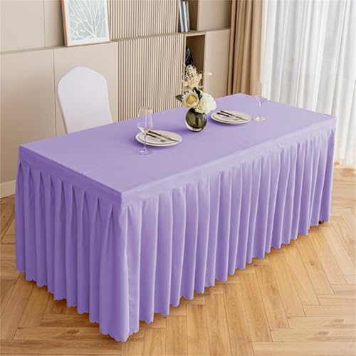 Highdi Tischrock aus Polyester, Volltonfarbe Tischrock für Rechteck Tische Waschbare für Hotel Bankett, Party, Hochzeit, Geburtstag Tischdekoration (Hellviolett,120 * 60 * 75cm) von Highdi
