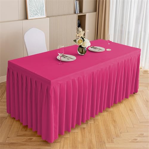 Highdi Tischrock aus Polyester, Volltonfarbe Tischrock für Rechteck Tische Waschbare für Hotel Bankett, Party, Hochzeit, Geburtstag Tischdekoration (Pink,120 * 40 * 75cm) von Highdi