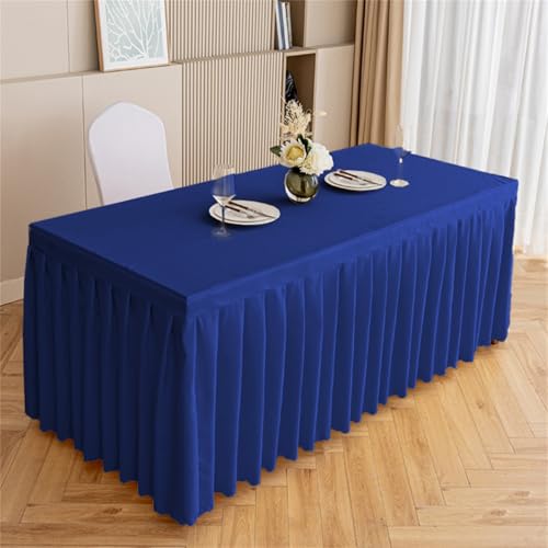 Highdi Tischrock aus Polyester, Volltonfarbe Tischrock für Rechteck Tische Waschbare für Hotel Bankett, Party, Hochzeit, Geburtstag Tischdekoration (Saphirblau,120 * 50 * 75cm) von Highdi
