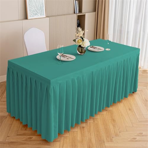 Highdi Tischrock aus Polyester, Volltonfarbe Tischrock für Rechteck Tische Waschbare für Hotel Bankett, Party, Hochzeit, Geburtstag Tischdekoration (Türkis,120 * 60 * 75cm) von Highdi