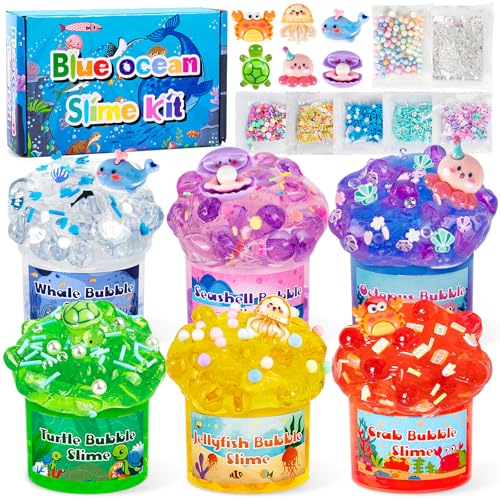 Highttoy 6 Stück Clear Slime Set, Ozean Knuspriger Schleim Kinder, Superweich und Nicht Klebend, Stressabbau Sensorik Slime Spielzeug Geschenk für Kinderparty Geburtstag Highttoy 6 Stück Clear Slime Set, Ozean Knuspriger Schleim Kinder, Superweich und Nicht Klebend, Stressabbau Sensorik Slime Spielzeug Geschenk für Kinderparty Geburtstag von Highttoy