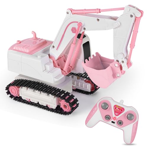 Highttoy Ferngesteuerter Bagger Mädchen, 6 Kanal RC Bagger für Kinder Bagger Traktor Spielzeug ab 3 4 5 6 7 8 Jahre Mädchen Geschenk 2.4GHz 1:24 Bagger Ferngesteuert mit Lichtern und Ton, Rosa Highttoy Ferngesteuerter Bagger Mädchen, 6 Kanal RC Bagger für Kinder Bagger Traktor Spielzeug ab 3 4 5 6 7 8 Jahre Mädchen Geschenk 2.4GHz 1:24 Bagger Ferngesteuert mit Lichtern und Ton, Rosa von Highttoy