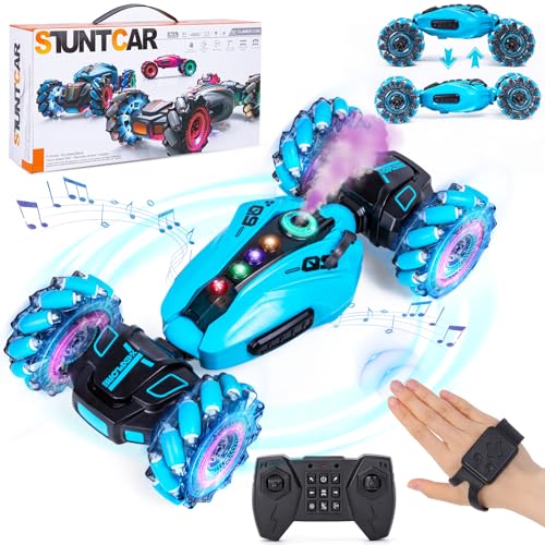 Highttoy Ferngesteuertes Auto Kinder, Handgesteuertes Auto mit Sprühen, Musik und Licht 2.4GHz 4WD 360° Drehung Offroad Drift RC Auto Spielzeug ab 6 7 8 9 10 Jahre Jungen Geschenke von Highttoy