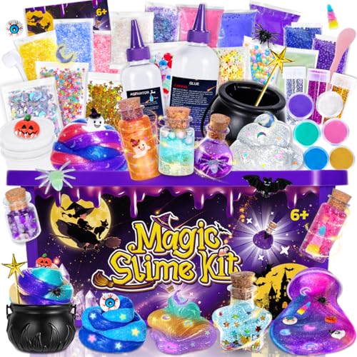 Highttoy Leuchtender Schleim Selber Machen Set, Zauberer DIY Slime Set Kinder mit Add-ins, Zaubertrank Galaxy Schleim Kinder, Kreative Weihnachten Geburtstag Party Geschenke Jungen Mädchen 6+ Jahre von Highttoy