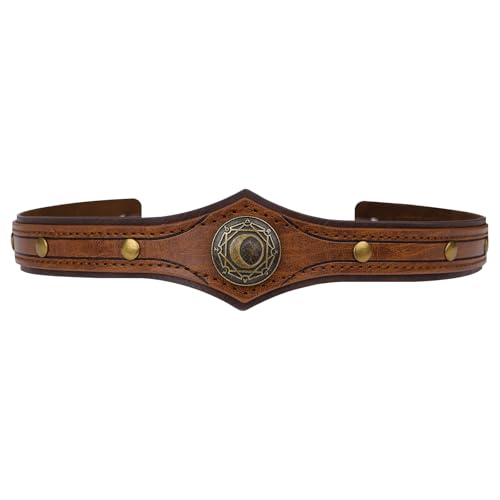 HiiFeuer Mittelalter-Alchemie Kunstleder Kopfschmuck, Retro Fantasy verstellbares Stirnband Cosplay Kostümzubehör für Ren Faire (Braun A) von HiiFeuer