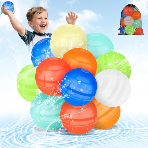 Wiederverwendbare Wasserballons, für den Sommer, Outdoor-Spielzeug, schnell selbst befüllende Wasserbomben für Kinder, Sommer, Outdoor-Spiele, lustige Partybälle mit Aufbewahrungstaschen, 12 Stück von Hiitytin