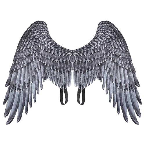 Halloween Capes Wings für Erwachsene, Engelsflügel für Kinder 3D Nicht gewebter Stoffflügel Cosplay mit elastischen Riemen schwarzer Flügel Leicht 26.77x21.26x12.99 Zoll Grau von Hilai