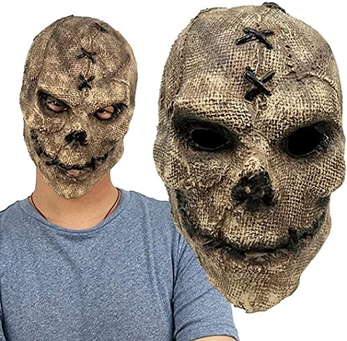 Halloween Masken für Erwachsene, Unisex Retro Old Scary Skull Halloween Mask Cosplay schrecklicher Kopf Vollgesicht Latex Helm gruselige Kostümpropie von Hilai