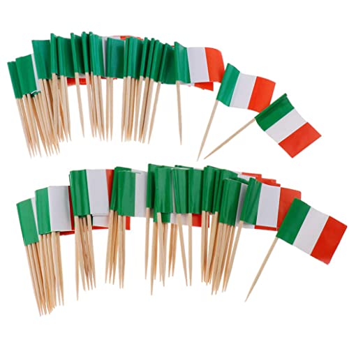 Italien Zahnstocher Flag MINI Italienische Stickflaggen Cupcake Toppers Picks Dekoration 100pcs Cocktailstangen von Hilai