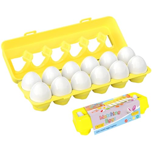 Hilai Stapeln Stacking Spielzeug, passende Eier 12pcs Ostereier Eier Egeispielzeug für Kleinkindfarbe & Formerkennungsfähigkeiten Vorschullernspielzeuggeschenk für Baby Alter 1 3 von Hilai