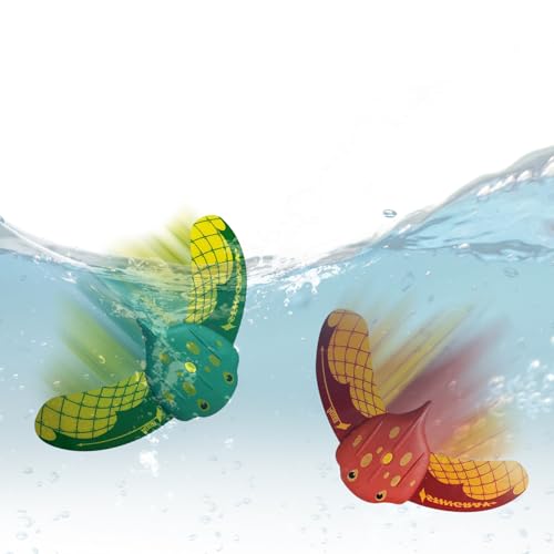 Tauchringe Spielzeug, 2 Pack Stingray Unterwasser Segelflugzeug Stingray Segelflugzeug mit verstellbaren Flossen Schwimmen Diving Pool Spielzeug selbstfahrende lustige Wasserspiele (rot und grün) von Hilai