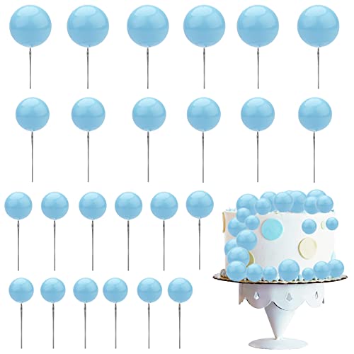 24 Stück Tortendeko Kugeln, Mini Luftballons Tortenaufsatz Kucheneinsatz Topper Süße Ballon Kuchen Deckel für Torte Kuchendekorationen zum Geburtstag Hochzeitstag (Blau) von Hileyu