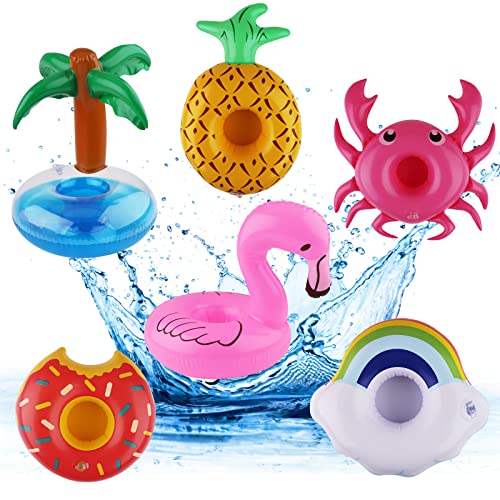 6 Stück Inflatable Becherhalter Aufblasbarer Pool-Getränkebecher Schwimmender Getränkehalter Aufblasbare Getränkehalter Set Pool Untersetzer Spielzeug für Schwimmbad Versammlungen Erwachsene Kinder von Hileyu