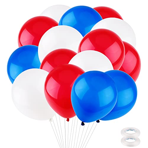 60 Stück Blau Weiß Rot Luftballons 10 Zoll Latex Helium Luftballons mit 2 Rolle Ballonkette Geburtstagsfeier Dekorationen Kit Blauer Luftballons Geburtstagsdeko Blau Ballons für Hochzeit Graduierungen von Hileyu