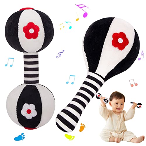 Baby Sensorisches Weiches Rasselspielzeug,Neugeborenen-Handrasseln-Sets Schwarze und Weiße Rassel Spielzeug Baby Vision Training Frühes Lernspielzeug für 0 3 6 9 12 Monate Jungen Mädchen Geschenke von Hileyu