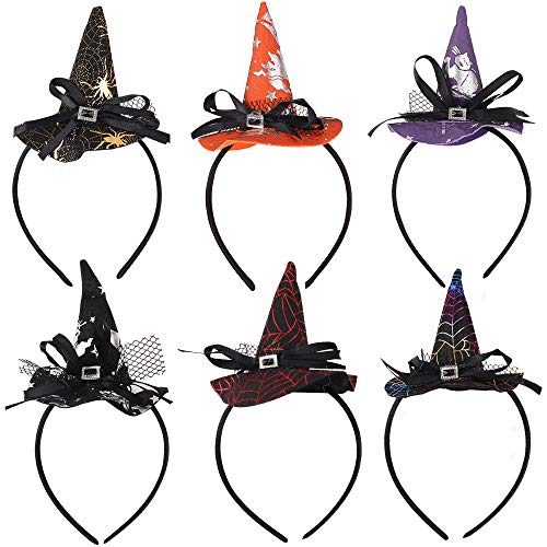 Halloween-Haarbänder, 6 Stück, Hexenhut, Stirnband, Halloween-Haarreif, Haarband, Kopfschmuck, Halloween-Party, Haarschmuck für Kinder und Erwachsene, Kostüm-Zubehör, Cosplay-Kopfbedeckung Halloween-Haarbänder, 6 Stück, Hexenhut, Stirnband, Halloween-Haarreif, Haarband, Kopfschmuck, Halloween-Party, Haarschmuck für Kinder und Erwachsene, Kostüm-Zubehör, Cosplay-Kopfbedeckung von Hileyu
