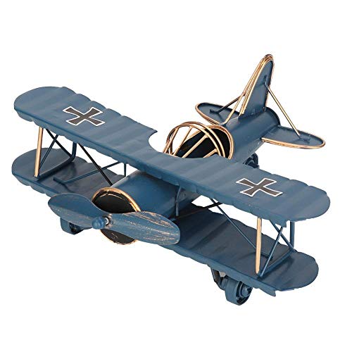Flugzeugmodell, Vintage Eisen dekorative Flugzeuge Doppeldecker Anhänger Spielzeug für Foto Requisiten, Desktop(Blue) von Hilitand