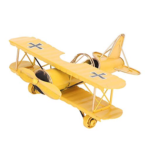 Flugzeugmodell, Vintage Eisen dekorative Flugzeuge Doppeldecker Anhänger Spielzeug für Foto Requisiten, Desktop(Yellow) von Hilitand