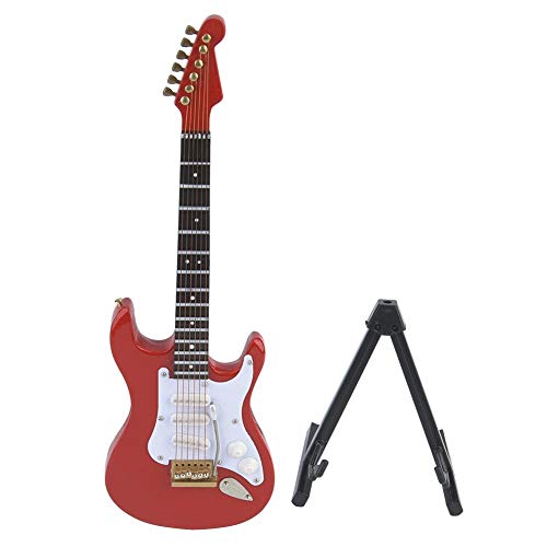 Mini Klassische Gitarre Musikinstrument, Geschenke Modell Holz E-Gitarre Ornamente Lindenholz Handwerk Rot Schwarz Weiß Weiß Kaffee 18cm (roter) von Hilitand
