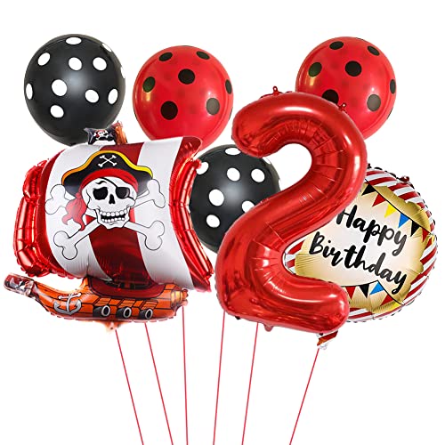7 Stück Piraten Kindergeburtstag, Piraten Luftballons, Luftballons 2, Geburtstag Deko Junge, Geburtstag Deko 2 Jahre Junge Piraten Geburtstag von Hilloly