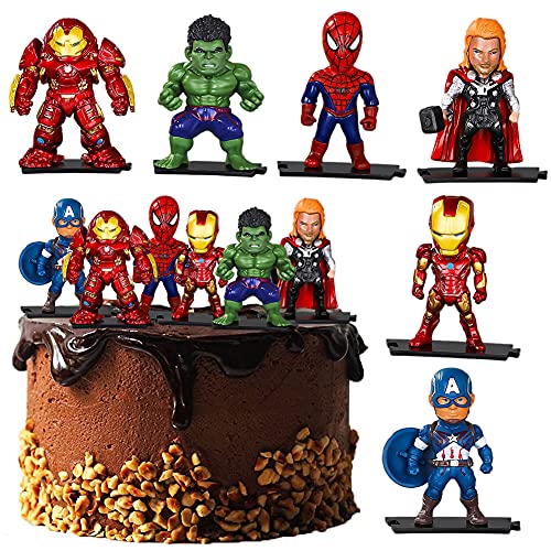 Cake Topper für Avengers - Hilloly 6 Stück Geburtstagsdekoration, Superhero Cake Topper,Kinder-Geburtstagskuchen-Dekoration,Cartoon Partydekoration von Hilloly