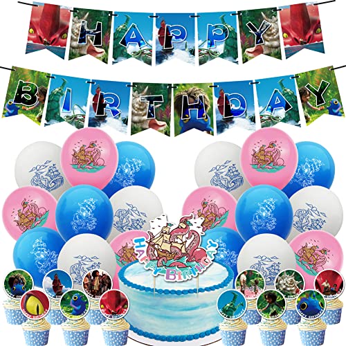 Hilloly Kindergeburtstag Deko, 32 Stück Happy Birthday Geburtstag Party Deko Set, The Sea Beast Geburtstagsdeko, Luftballon, Happy Birthday Banner für Kinder Deko Geburtstag Junge Mädchen von Hilloly