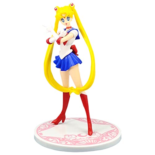 Hilloly Sailor Moon Mini Figures Sailor Moon Figuren, PVC Actionfigur Statue, 18cm Sailor Moon Anime Action Figure Spielzeug Sammelfiguren Dekoration Ornamente Sammlung Desktop Puppe von Hilloly