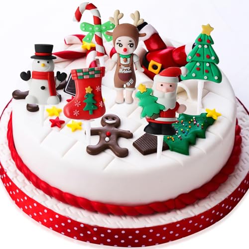 Cake Topper Weihnachten Hillylolly 6 Stück Weihnachten Cupcake Topper, Cupcake Deko Weihnachten, Weihnachtskuchen Topper, Cupcake Topper, Kuchendekoration Weihnachten für Weihnachtsfeier Deko von Hillylolly